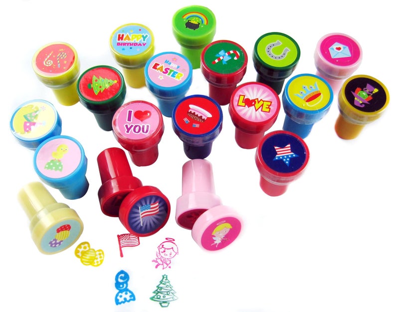 TINYMILLS 60 Pcs Holidays and Occasions Assorted Stampers for Kids 60 Different Stamper Designs Scrapbooking Craft Stampers Teacher Stampers - Image 2
